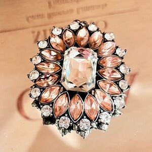 Elegant Crystal and Peach Gemstone Starburst Flower Pendant